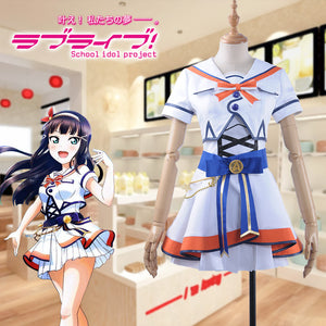 LoveLive SunShine Aqours Kurosawa Dia 6th Anniversary Stage COS Cosplay Costume Custom Sexy Strapless Dress fan-shaped Hairpin