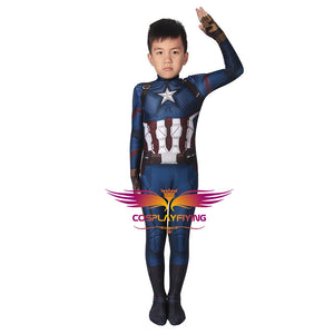 Marvel Kids Cosplay Avengers: Endgame Captain America Jumpsuit Child Size Cosplay Costume