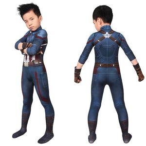 Marvel Kids Cosplay Avengers Infinity War Captain America Steve Rogers Jumpsuit Child Size Cosplay Costume