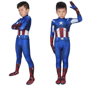 Marvel Kids Cosplay The Avengers Captain America Steve Rogers Jumpsuit Child Size Cosplay Costume