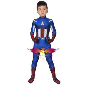 Marvel Kids Cosplay The Avengers Captain America Steve Rogers Jumpsuit Child Size Cosplay Costume