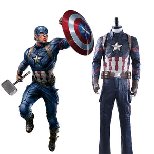Marvel Avengers 4: Endgame Captain America Steve Rogers Cosplay Costume Uniform Suit for Halloween Carnival