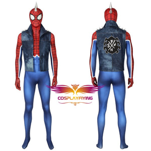 Marvel Avengers SPIDER-MAN PS4 PUNK ROCK Jumpsuit Cosplay Costume for Halloween Carnival