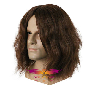 Marvel Captain America 2: The Winter Soldier White Wolf Bucky Barnes Bucky Brown Wavy Cosplay Wig Cosplay Prop for Boys Adult Men Halloween Carnival Party