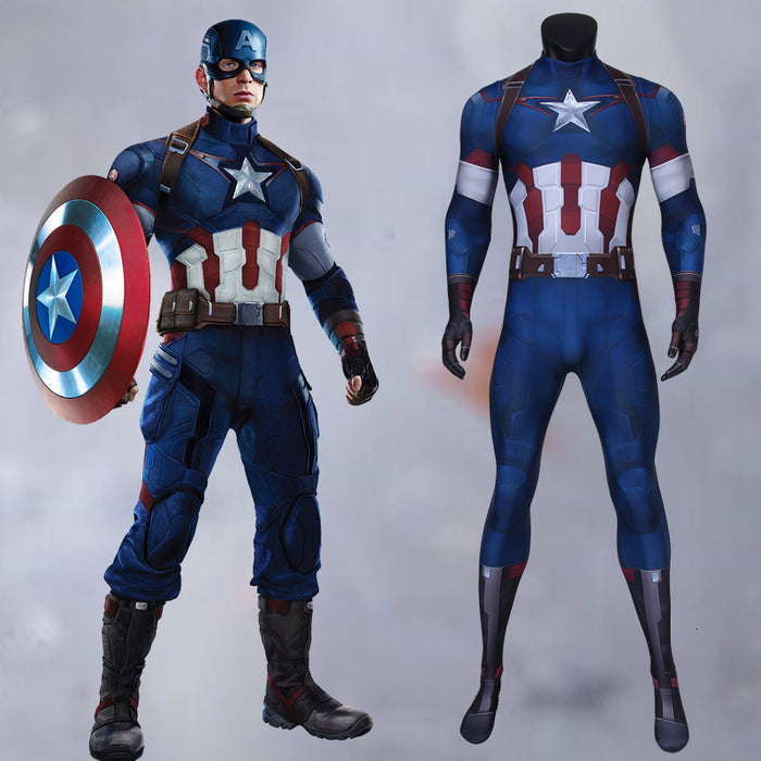 Marvel Movie Avengers 2: Age of Ultron Steve Rogers Captain America Cosplay Costume for Halloween Carnival Simple Version