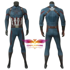 Marvel Comics Avengers 3: Infinity War Captain America Steve Rogers Jumpsuit Cosplay Costume for Halloween Carnival