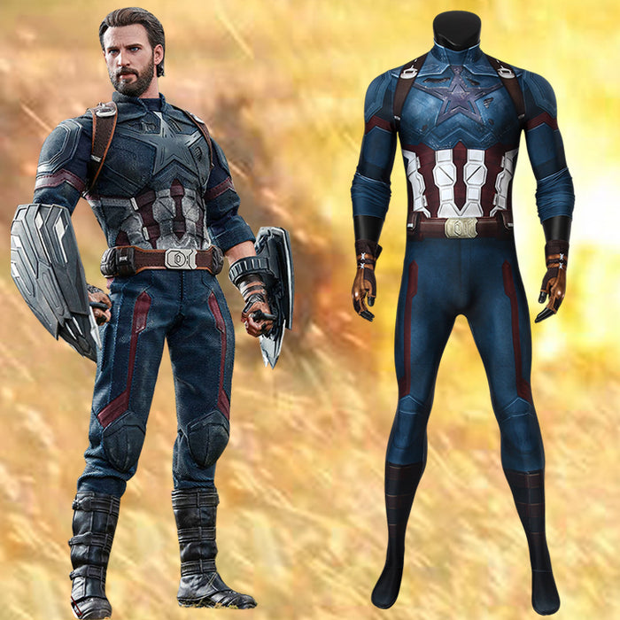 Marvel Comics Avengers 3: Infinity War Captain America Steve Rogers Version B Jumpsuit Cosplay Costume