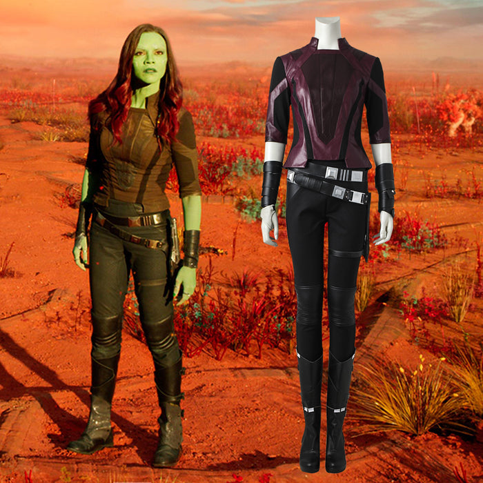 Marvel Comics Guardians of the Galaxy 2 Gamora Fancy Suit Cosplay Costume Full Set for Halloween Carnival
