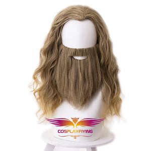 Marvel Movie Avengers 4 Endgame Thor Odinson Cosplay Wig with Beard Cosplay Prop for Boys Adult Men Halloween Carnival Party