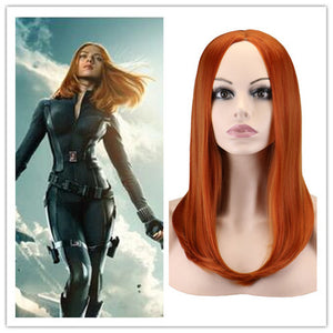 Marvel Movie Captain America 2: The Winter Soldier Avengers Black Widow Natasha Romanoff Long Straight Cosplay Wig Cosplay Prop for Girls Adult Women Halloween Carnival Party