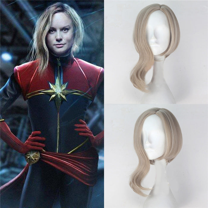 Marvel Movie Captain Marvel Avengers Carol Danvers Blond Cosplay Wig Cosplay Prop for Girls Adult Women Halloween Carnival Party