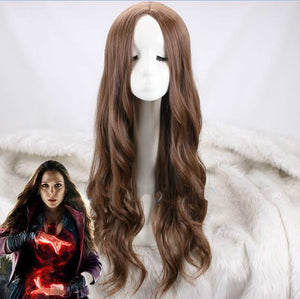 Marvel Movie The Avengers Scarlet Witch Wanda Maximoff Long Wavy Cosplay Wig Cosplay Prop for Girls Adult Women Halloween Carnival Party
