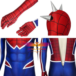Marvel Spider-Man ps4 Spider-Punk Suit Jumpsuit Cosplay Costume for Halloween Carnival