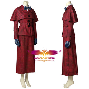Mary Poppins the Witch Red Dress Cosplay Costume Full Set for Halloween Carnival