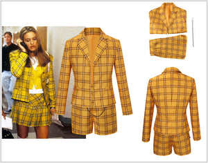 Movie Clueless Culturenik Cosplay Costume Coat + Shorts for Adult Man Women Halloween Party