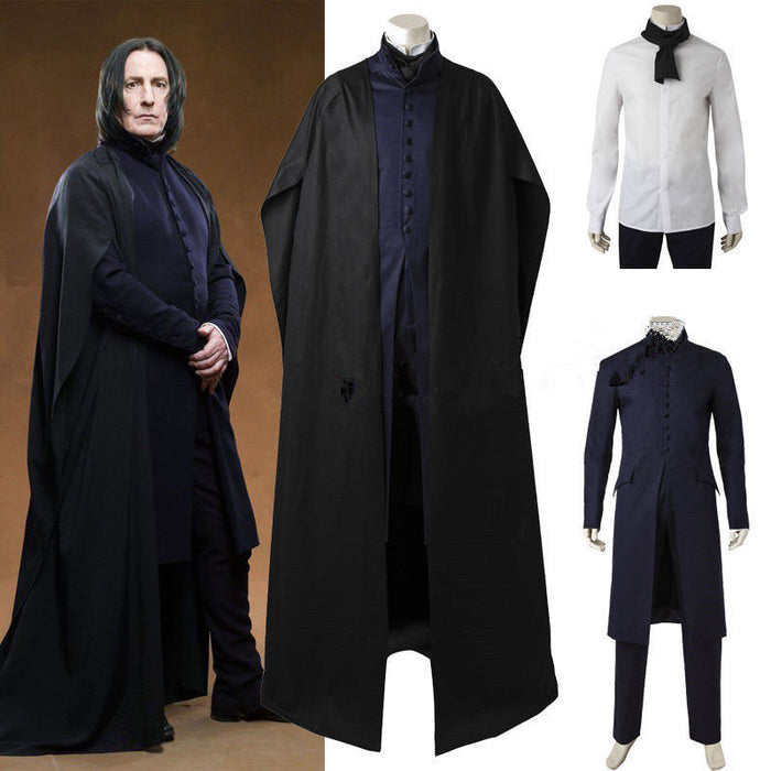 Movie Harry Potter Hogwarts Principal Severus Snape Wizard Witch Robe Full Set Cosplay Costume Halloween Carnival