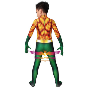 Movie Kids Cosplay Aquaman Arthur Curry Jumpsuit Child Size Cosplay Costume