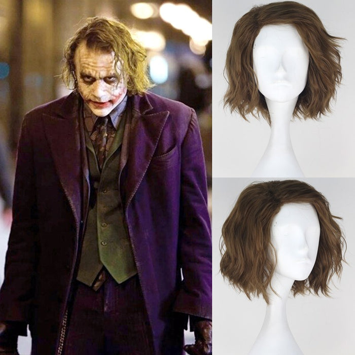 Movie Batman: The Dark Knight Suicide Squad Horror Clown The Joker Short Brown Wave Cosplay Wig Cosplay for Boys Adult Men Halloween Carnival