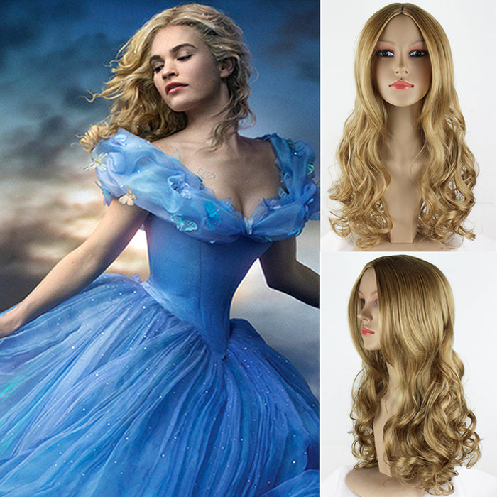 Movie Cinderella Disney Princess Sandy Long Curly Hair Blonde Cosplay Wig Cosplay for Adult Men Halloween Carnival