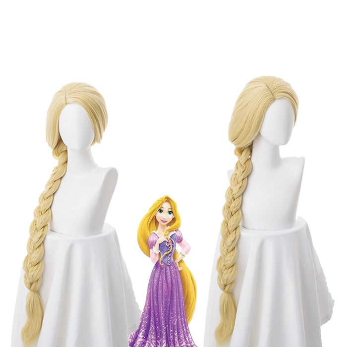 Movie Enchanted Tangled Princess Rapunzel Long Blonde Cosplay Wig Cosplay Prop for Girls Adult Women Halloween Carnival Party