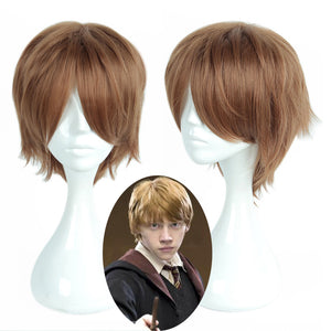 Movie Magic Harry Potter Ron Weasley Short Brown Cosplay Wig Cosplay Prop for Boys Adult Men Halloween Carnival Party