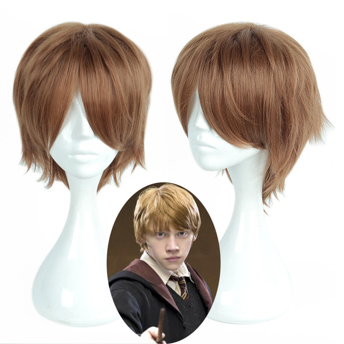 Movie Magic Harry Potter Ron Weasley Short Brown Cosplay Wig Cosplay Prop for Boys Adult Men Halloween Carnival Party