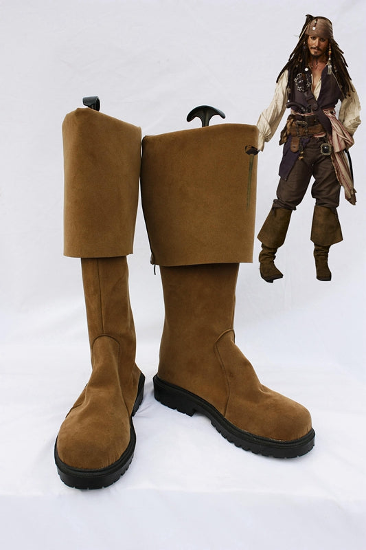 Movie Pirates of the Caribbean Jack Sparrow Cosplay Shoes Boots Custom Made for Adult Men and Women