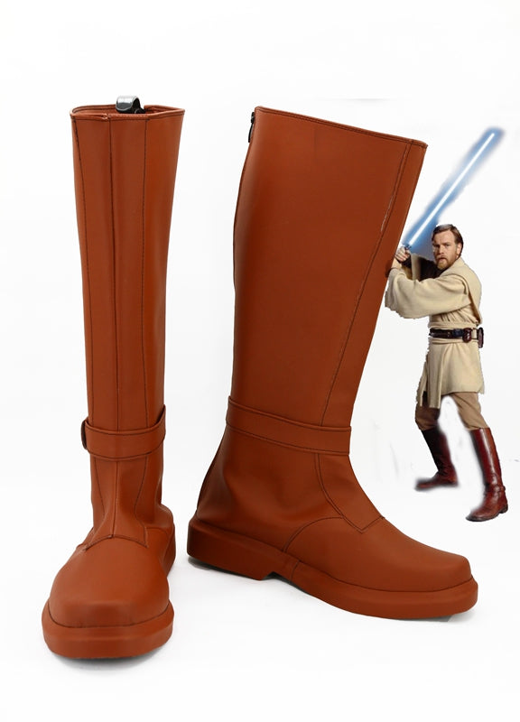 Movie Star Wars Jedi Knight Obi- Wan Kenobi Cosplay Shoes Boots Custom Made for Adult Men and Women