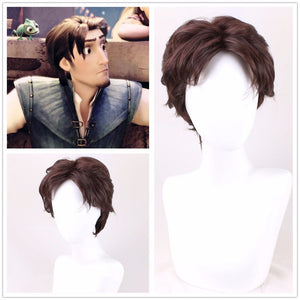 Movie Tangled Rapunzel Flynn Rider Short Curly Cosplay Wig Cosplay Prop for Boys Adult Men Halloween Carnival Party