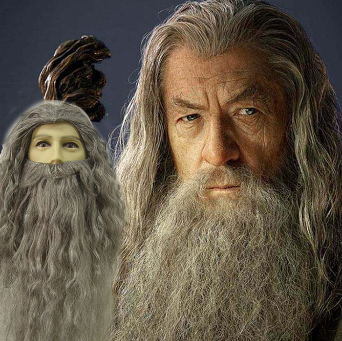 Movie The Hobbit Magic Potter Wizard Gandalf Albus Dumbledore Grey Cosplay Wig Cosplay for Boys Adult Men Halloween Carnival