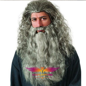 Movie The Hobbit Magic Potter Wizard Gandalf Albus Dumbledore Grey Cosplay Wig Cosplay for Boys Adult Men Halloween Carnival