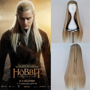 Movie The Hobbit The Lord of the Rings Legolas Gold Long Braided Cosplay Wig Cosplay for Boys Adult Men Halloween Carnival
