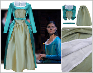 Musical Rock Opera Hamilton Eliza Schuyler Hamilton Satin Stage Dress Concert Cosplay Costume Custom Women Green Gown Fancy
