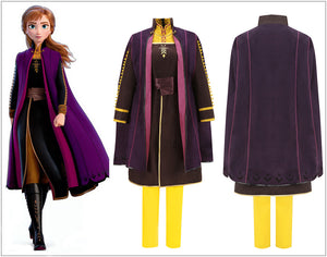 New 2019 Disney Film Frozen 2 Princess Anna Cosplay Costume Full Set Outfit for Halloween Carnival Party