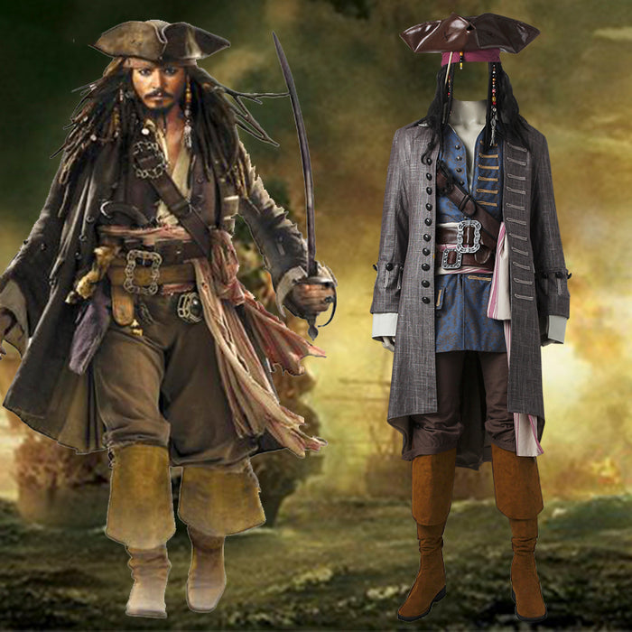 Pirates of the Caribbean: Dead Men Tell No Tales/Salazar's Revenge Jack Sparrow Cosplay Costume Halloween