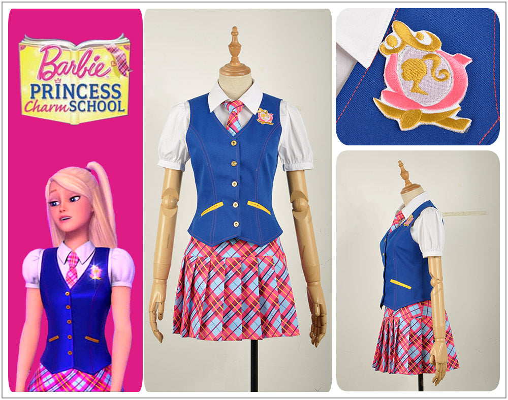 Womens Girls Cosplay Barbie Princess Costume Vest+Skirt