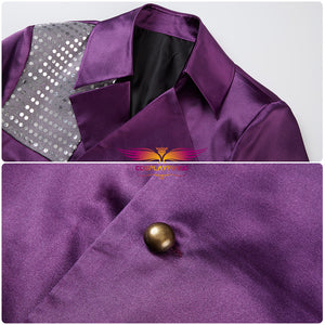 Purple Rain Prince Cosplay Costume Purple Fancy Suit Trench Coat for Halloween Carnival