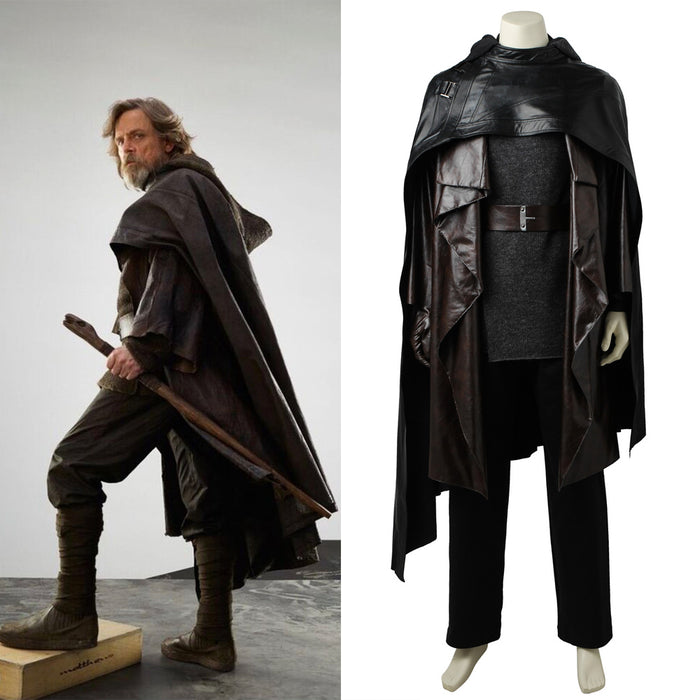 Star Wars: The Last Jedi Luke Skywalker Black Battle Suit Adult Men Cosplay Costume Full Set for Halloween Carnival