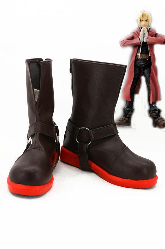TV Anime Fullmetal Alchemist Edward Elric Cosplay Shoes Boots Custom Made for Adult Men and Women Halloween Carnival