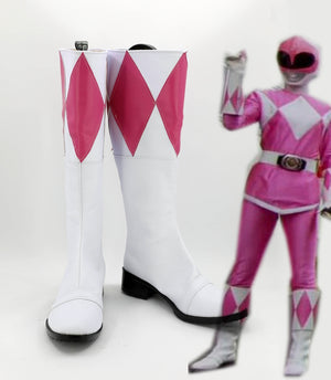 TV Series Mighty Morphin Power Rangers Kimberly Cosplay Shoes Boots Custom Made for Adult Men and Women Halloween Carnival