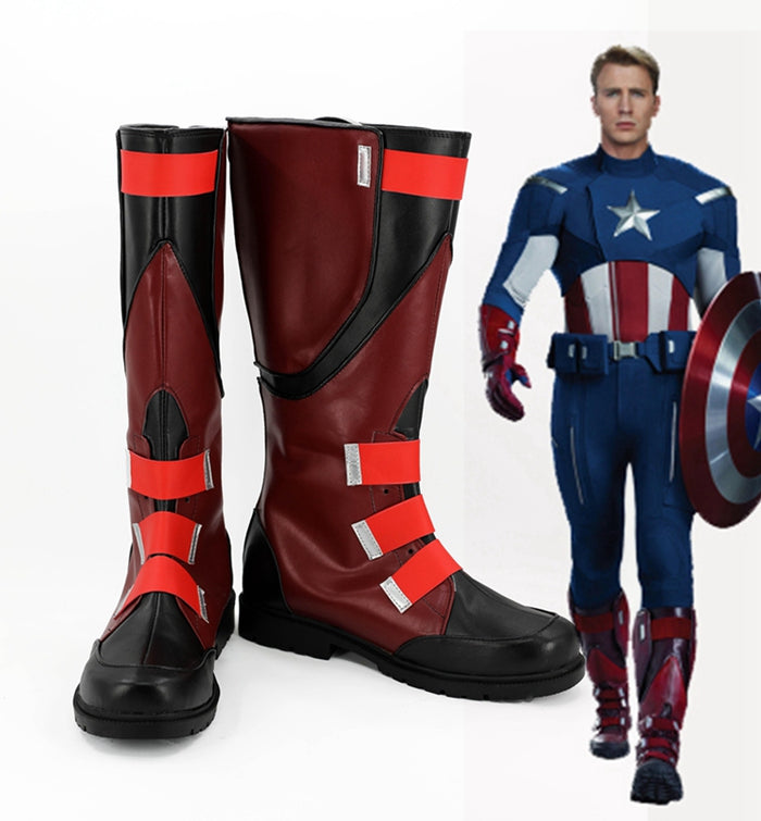 The Avengers Captain America Cosplay Shoes Boots Custom Made for Adult Men and Women