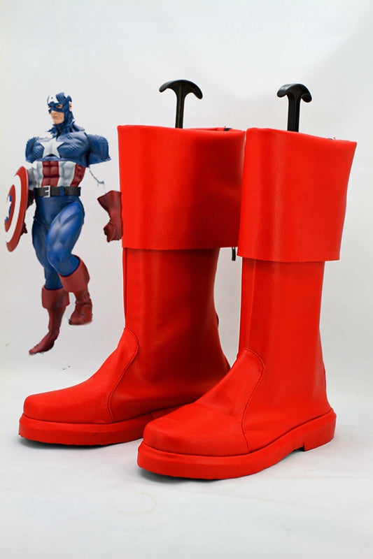 The Avengers Captain America Steve Rogers Cosplay Shoes Boots Custom Made for Adult Men and Women