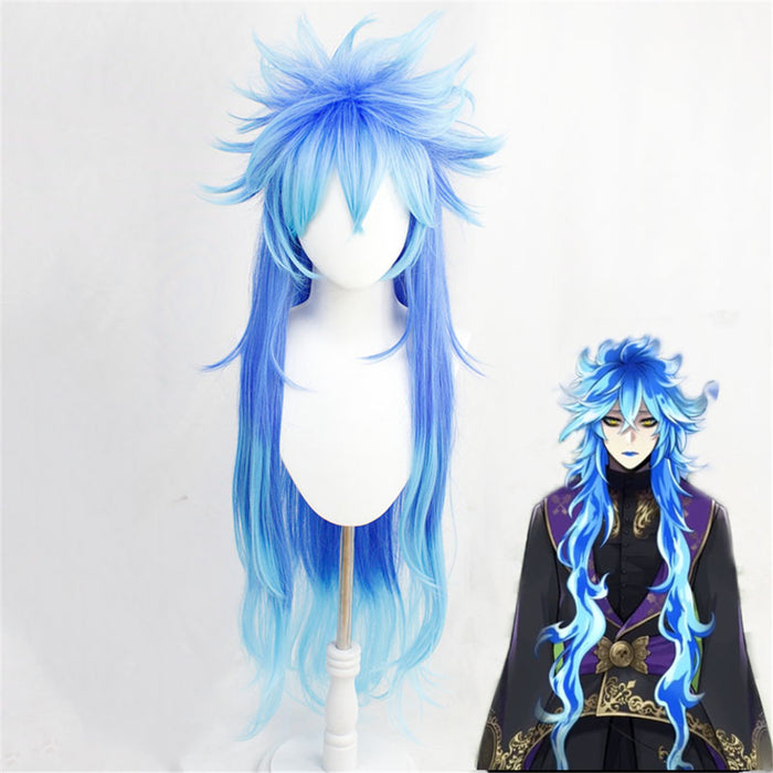 Twisted-Wonderland Idia Shroud Blue Mixed Long Cosplay Wig Halloween Carnival