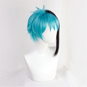 Twisted-Wonderland Jade Leech Black Blue Mixed Short Cosplay Wig Halloween Carnival