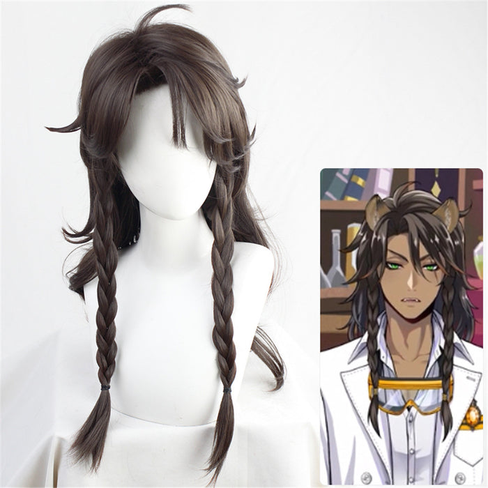 Twisted-Wonderland Leona Kingscholar Brown Braid Long Cosplay Wig Halloween Carnival