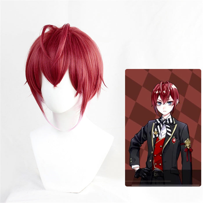 Twisted-Wonderland Riddle Rosehearts Wine Red Short Cosplay Wig Halloween Carnival