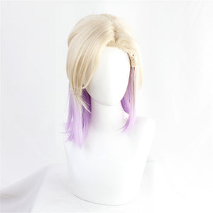 Twisted-Wonderland Vil Schoenheit Gloden Purple Mixed Cosplay Wig Halloween Carnival