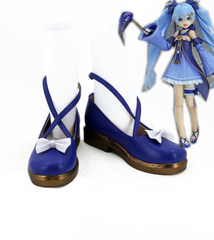 Vocaloid Snow Miku Cosplay Shoes Boots Custom Made for Adult Men and Women Halloween Carnival