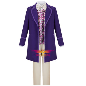 Classic Movie Willy Wonka & the Chocolate Factory Willy Wonka Cosplay Costume for Halloween Carnival with Hat